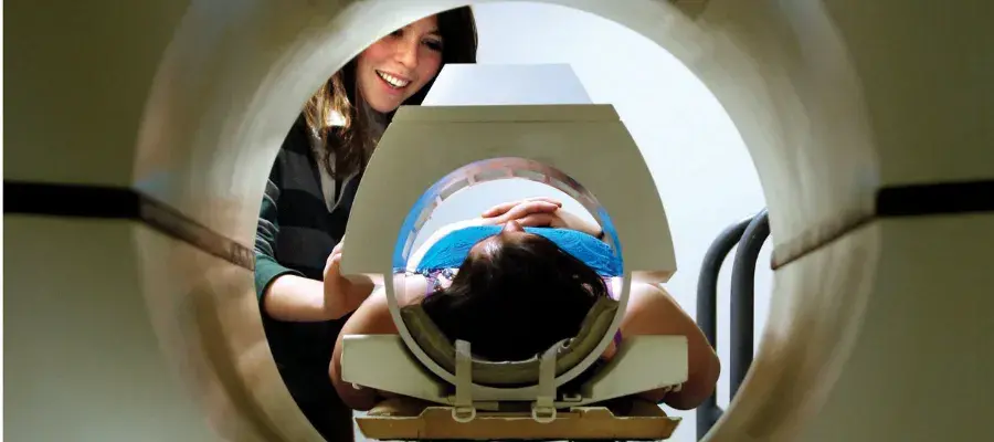 Patient in scanner 