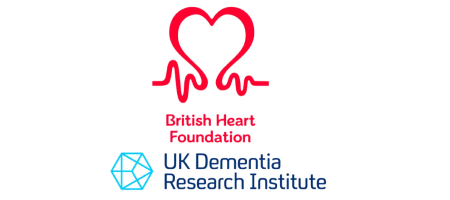 British heart foundation logo,  and uk dementia research institute logo