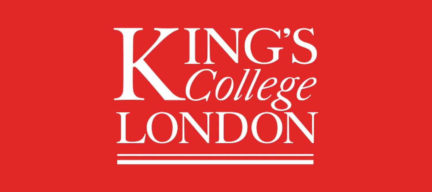 Kings college london logo red background white text