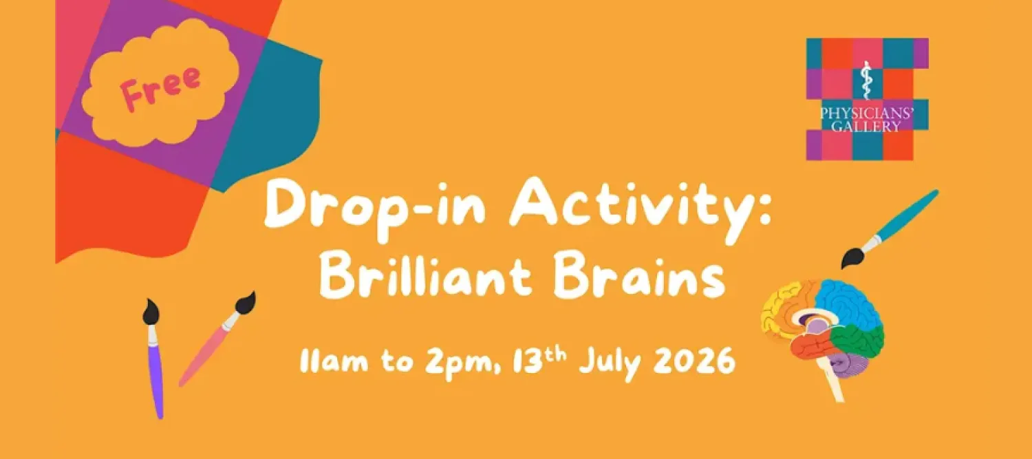 poster for brilliant brains, orange background 