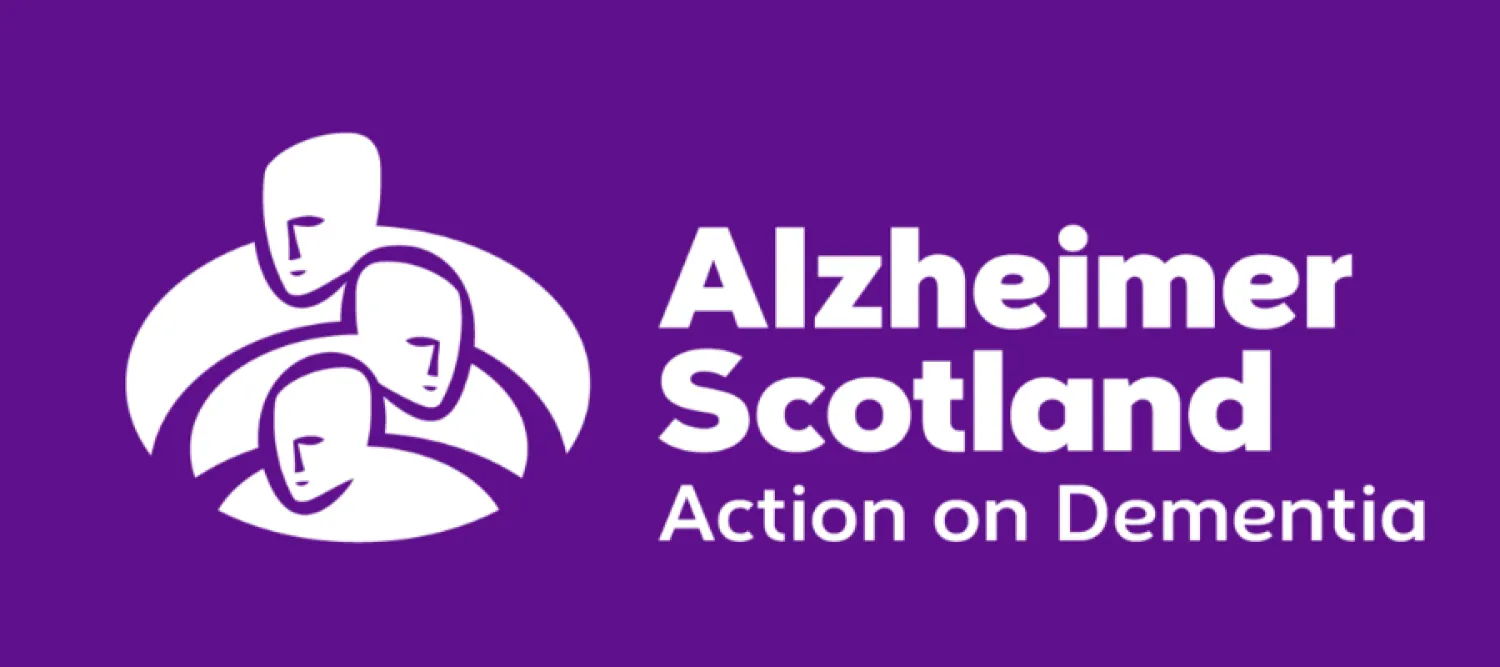 Alzheimer Scotland Logo white on purple