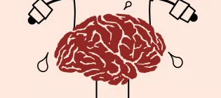 cartoon brain lifting weights