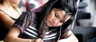 closeup student studying