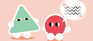 Graphic still of a triangle and a circle communicating 
