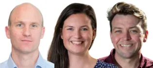 Paul Brennan, Claire Durrant and Sam Booker