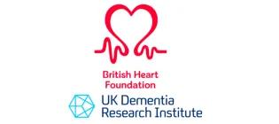 British heart foundation logo,  and uk dementia research institute logo