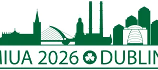 green 2D city scape of dublin with MIUA 2026 shamrock and dublin underneath; green on white