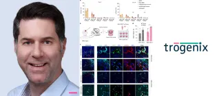Portrait of Steve Pollard, schematic from research paper, Trogenix logo