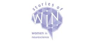 women in neuroscience purple brain with white letters WiN on it