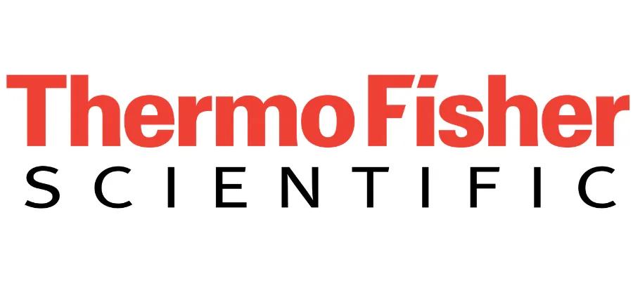 Thermo fisher logo red letters and black
