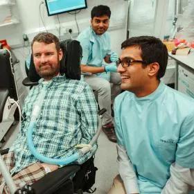 Researchers in scrubs