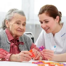Photograph of elderly person receiving care