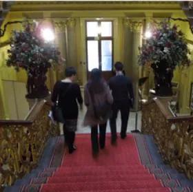 Attendees at NS Day on stairs